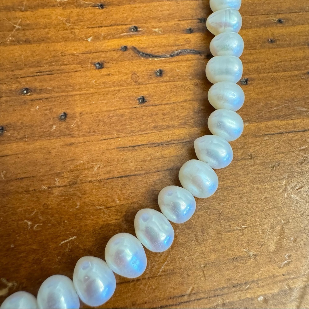 925 Sterling Silver Fresh Water Cultured Pearl Necklace 8 mm Elegant Timeless - Picture 16 of 16